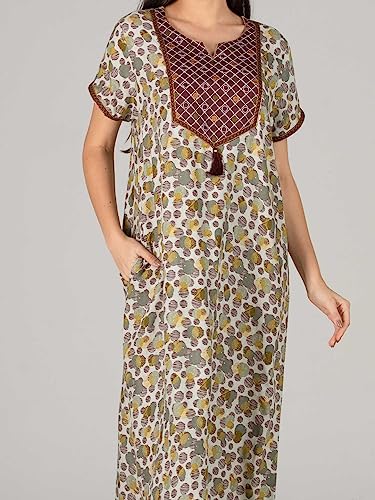 Image of Evolove Women's Viscose Liva Long Maxi Night Gown Nighty Dress with Pocket, Super Soft Comfortable (LNG-Rayon)
