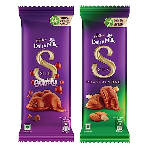 Cadbury Dairy Milk Silk Small Chocolates Combo (2 x Bubbly 50g, 2 x