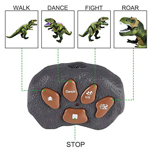 image for Tuko Remote Conctrol Dinosaur Toys LED Light Up Walking and Roaring Re