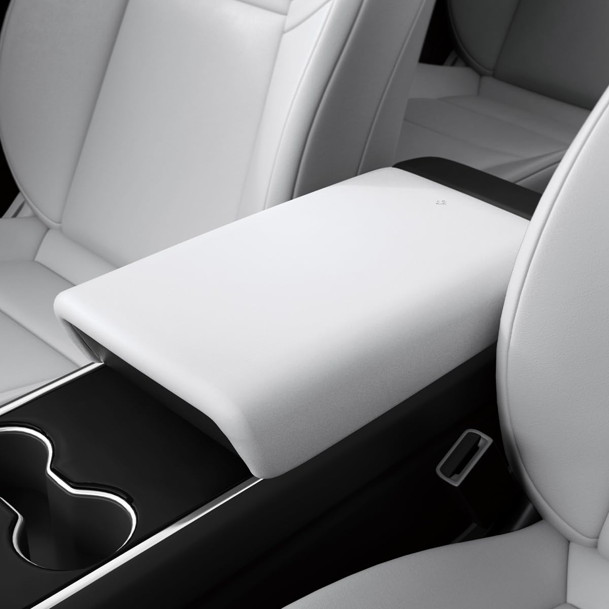 Spigen Tesla Model Y (~2024) Model 3 (2021-2023) Mittelarmlehne Abdeckung, Armlehne Abdeckung Schutzhülle Inennraum, Langlebig und Wasserfest, Kompatibel mit Tesla Model Y und Model 3 Zubehör - Weiß