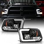 ACANII - For Black 2009-2018 Dodge Ram 1500 2500 3500 LED Tube Projector Headlights Headlamps Driver & Passenger Side