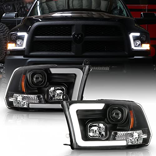 ACANII - For Black 2009-2018 Dodge Ram 1500 2500 3500 LED Tube Projector Headlights Headlamps Driver & Passenger Side