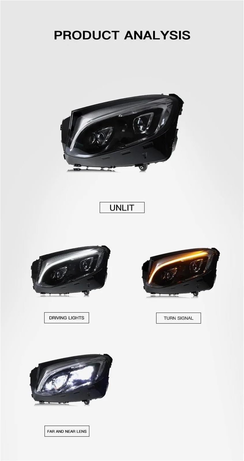 Migliora la sicurezza della guida notturna Accessori Per Auto Gruppi Fari Nebbia DRL Freno Indicatori Di Direzione Lampada Plug And Play Per Benz GLC W253 2016-2019