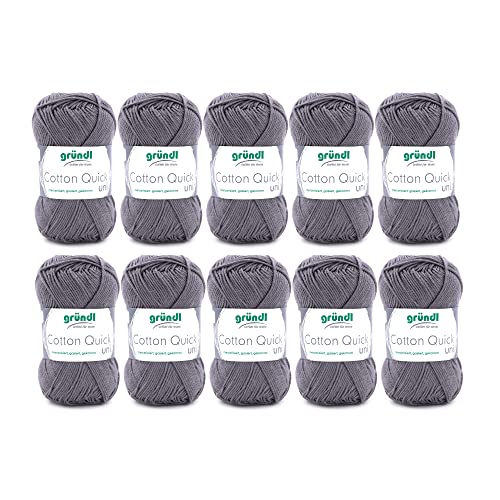 Gründl Value Pack Cotton Quick Yarn, Cotton, Mousy Grey, 29 x 12 x 7 cm, 10 x 50g
