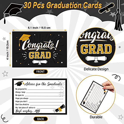Image of Funrous Large 2026 Black and Gold Graduation Card Box with 30 Pcs Advice Card Gift Money Box Congrats Grad 3D Cap Top Holder Class of 2026 Party Decorations College Graduation Supplies