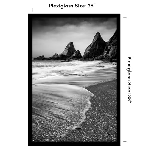 Americanflat 26x38 Poster Frame with Polished Plexiglass - Black Picture Frame - Wide Photo Frames Made of Engineered Wood for Vertical or Horizontal Wall Display - Epic Collection - Black