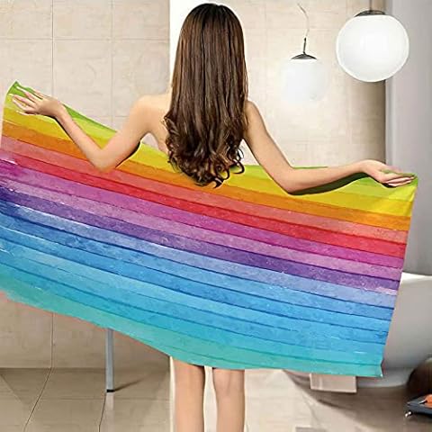 BZGAN Beach Towel Rainbow Printed Beach Towel Microfiber Ultra Absorbent Towel Sunscreen Shawl Swimming Camping Sport Fitness Yoga Bath Towel Sand Free Quick Dry 50X100Cm Cover