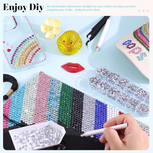 6100Pcs Resin Rhinestones for Crafting with 2Pcs 10ml B7000 Jewelry Glue, 1 Box Flatback Crystals Diamond (Clear) for Bedazzling Crafts DIY Nail Art Non Hotfix Gems for Clothing Shoes Tumblers