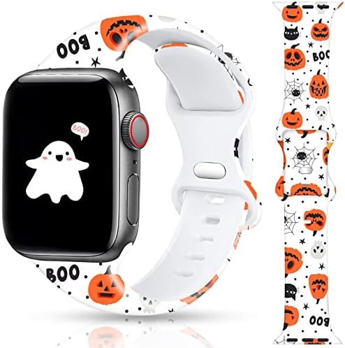 Christmas Halloween Watch Band Compatible with Apple Watch Band 38mm 40mm 41mm 42mm 44mm 45mm 49mm iWatch Ultra SE Series 9 8 7 6 5 4 3 2 1, Christmas Halloween Soft Silicone Sport Replacement Strap Band for Girls