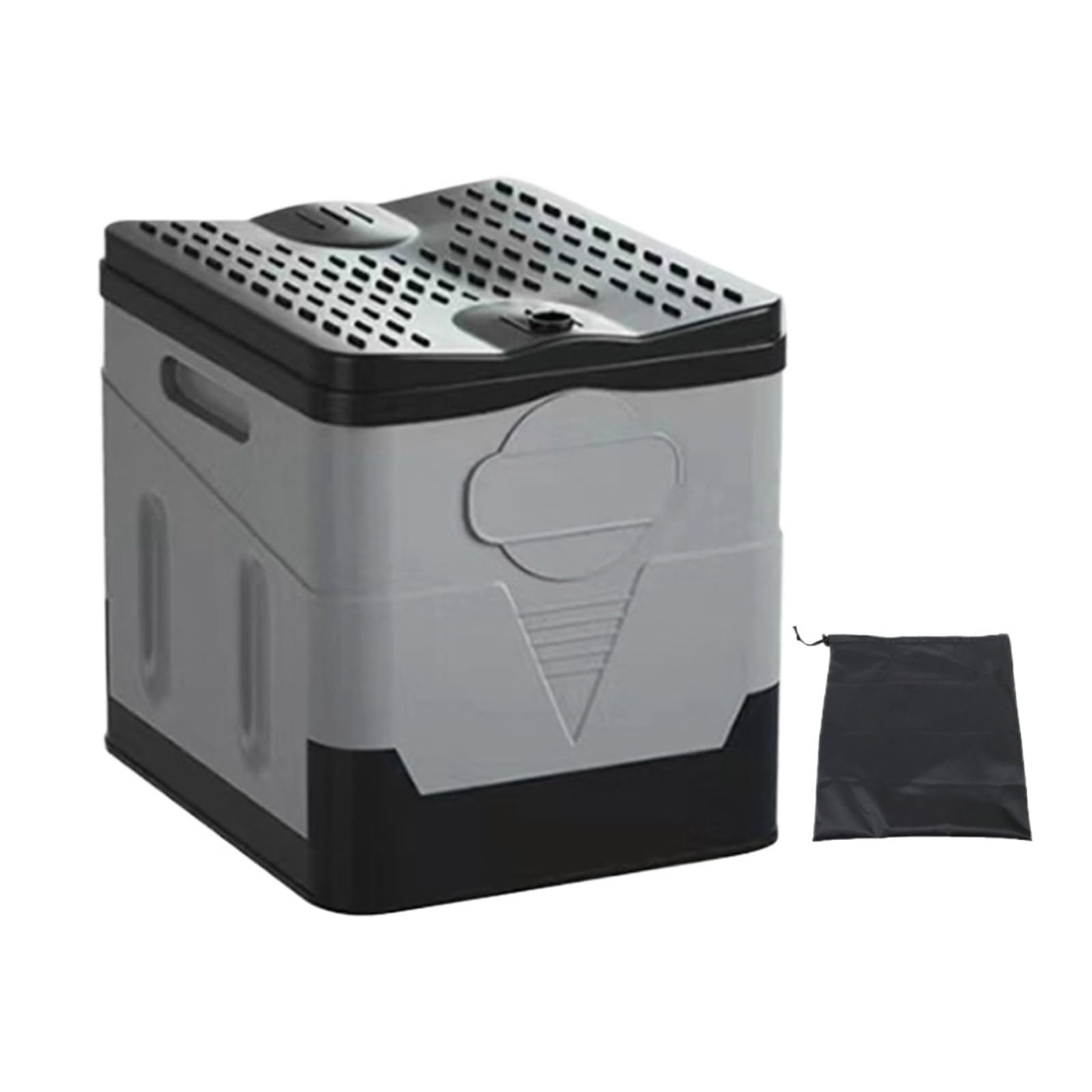 Inodoro plegable portátil para acampar al aire libre con bolsas de basura (negro y gris)