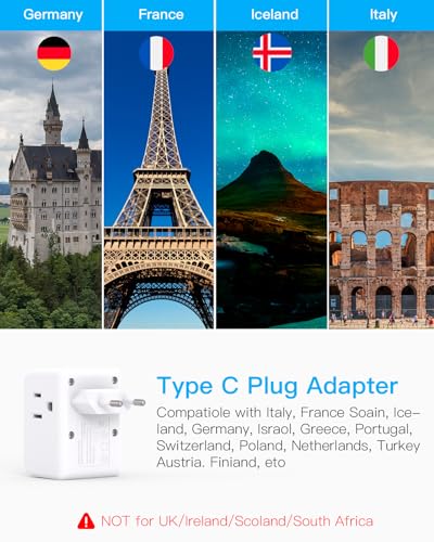 One Beat OB3W3CTP3 3 Pack European Travel Plug Adapter, One Beat International Power Plug Adapter thumb #1