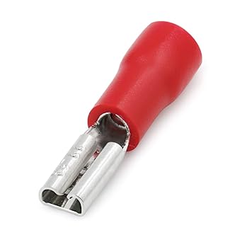 Heschen Female Quick Disconnects Vinyl Insulated, FDD1.25-110, 2.8 x 0.5mm Cable Terminal, for 0.5-1.5mm2 (22-16 AWG), Red, 100Pack