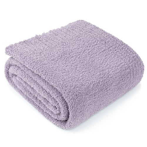 PAVILIA Super Soft Throw Blanket for Couch, Fluffy Cozy Lightweight Purple Blanket, Large Fuzzy Warm...
