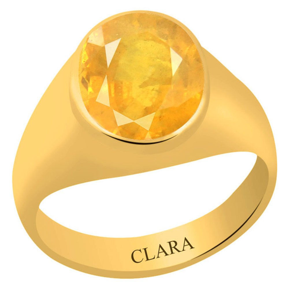 clara Certified Yellow Sapphire Pukhraj 5.5 Carat or 6.25ratti Panchdhatu Astrology Ring for Men & Women-picture-3