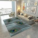 GQBN Tapis de Salon Plume colorée Impression Tapis de Chambre d'enfants Doux Tapis de Sol Bureau Moquette Acoustique sous Tapis antiderapant