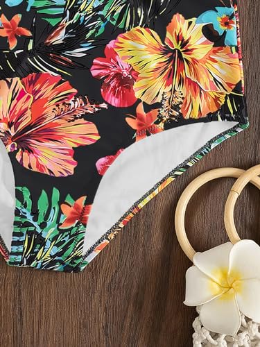 MakeMeChic Women's High Waisted Bikini Bottoms Floral Tropical Print Summer Swim Bottom4