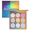 UCANBE Kaleidoscope Holographic Highlighter Makeup Palette Kit, 9 Color Polarized Shimmer Illuminating Glow Highlighting Bronzers Powder Set, Laser Outer Packaging with Mirror Cosmetics