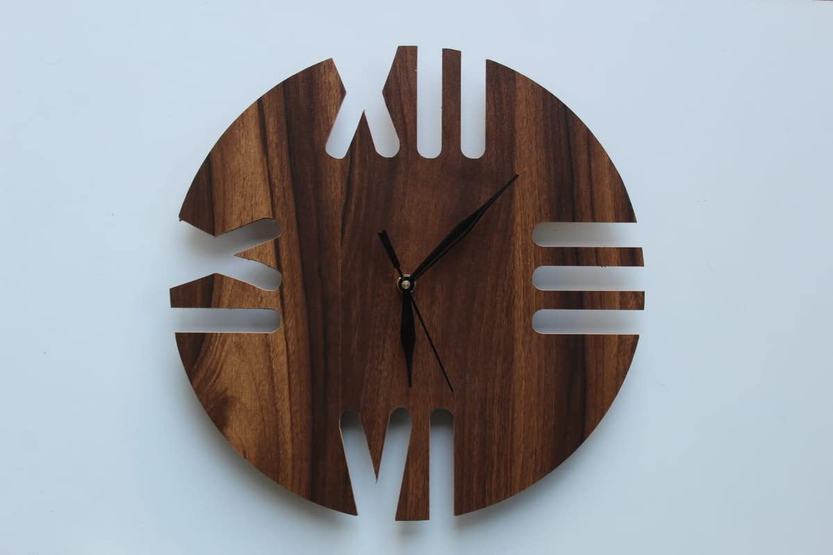 ADY Wooden Roman Number Round Shaped Wooden Wall Clock Wooden MDF Antique Design Silent Wooden Wall Clock (Brown, Standard - 12x12 inch)