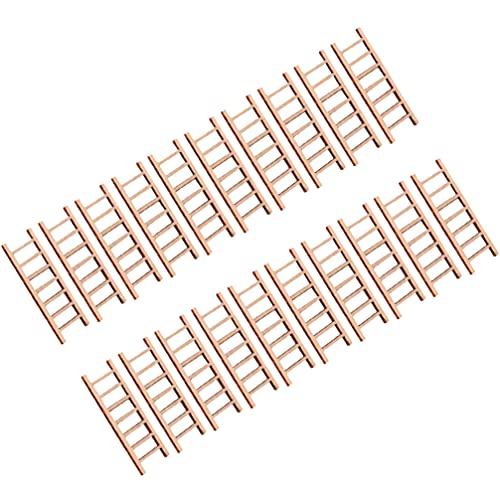 DOITOOL 20pcs Miniature Ladder Mini Wood Doll House Ladder Fairy Garden Accessories Micro Landscape Accessories for DIY Dollhouse Décor