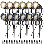 Outdoor Landscape Lighting Kit LED Spotlights, IP66 Waterproof, 3000K Warm White, 12V Garden Path Lights with Stakes