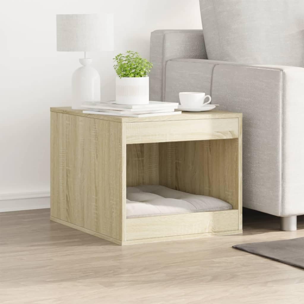 Katzenklo Schrank Sonoma-Eiche 47x59x42 cm Katzenhaus | Stilvolles Katzenmöbel für Wohnzimmer und Flur. Belastbarer Beistelltisch aus Holzwerkstoff mit verdecktem Einstieg.
