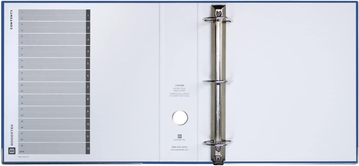 Bindertek 3-Ring Premium Binder - Navy, 3" Spine Width, 525 Sheet Capacity, 2" D-Rings, Linen-Textured Covers, Steel Reinforced Edges, Spine Label Included