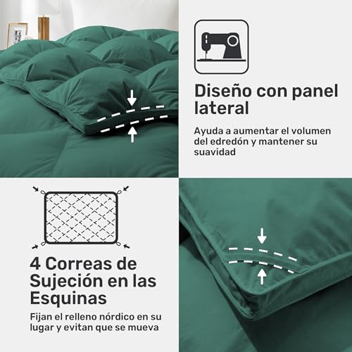 UNIKOME Bettdecke 220x240cm, Daunendecke Mit 100% Baumwolle Bettzug, Ganzjahresdecke Mit 2220g Daunen|Feder Füllung… – Ansicht 5