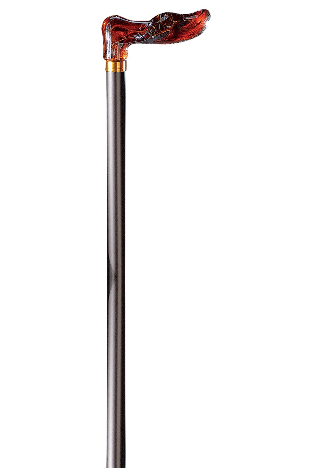 Gehstock Gehhilfe Fischer-Stock mit Bernsteingriff bronze Handseite links