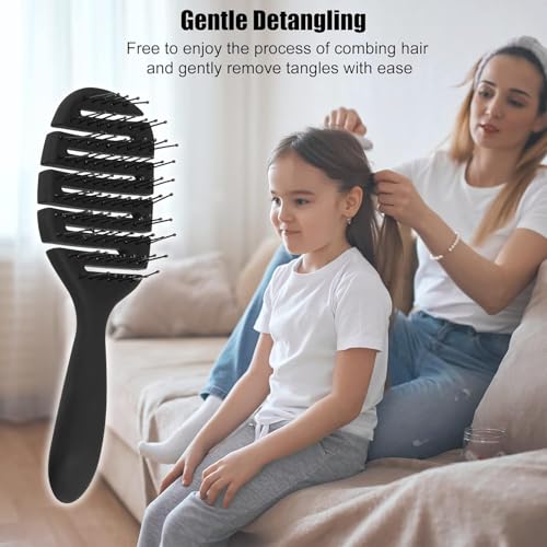 Image of Combelle Curved Vented Hair Brush, 21 cm, Black | Detangling Comb for Wet, Dry, Curly, Thick Hair | Faster Blow Drying, Anti-Frizz, Heat-Resistant for Women, Men & Kids (black /-)