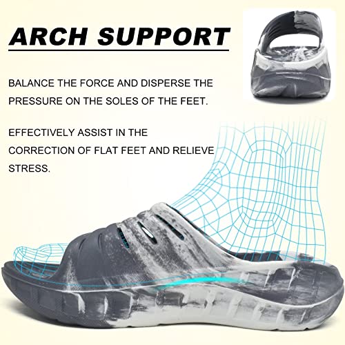 Image of KuaiLu Mens Recovery Sandals Orthotic Arch Support Open Toe Sport Slides Thick Cushion Orthopedic Plantar Fasciitis Slip On Wide Width Summer Pool Beach Waterproof