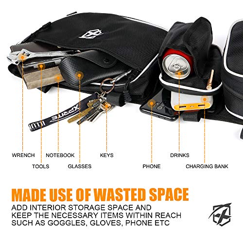 Image of Xprite UTV Front Side Door Storage Bags for 2017, 2018, 2019, 2020 Can-Am Maverick X3 Max XRS XDS Turbo R, Off-road Multi-Purpose Organizer Pocket w /Cup, Phone Holder & Removable Knee Pad - White