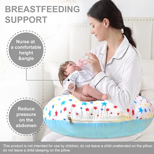 Image of VParents Feeding Pillow, Breast Feeding Pillows Vacuum Packed Cotton Nursing Pillow and Positioner, Breastfeeding, Bottle Feeding, Baby Support Joy (Blue) 110498