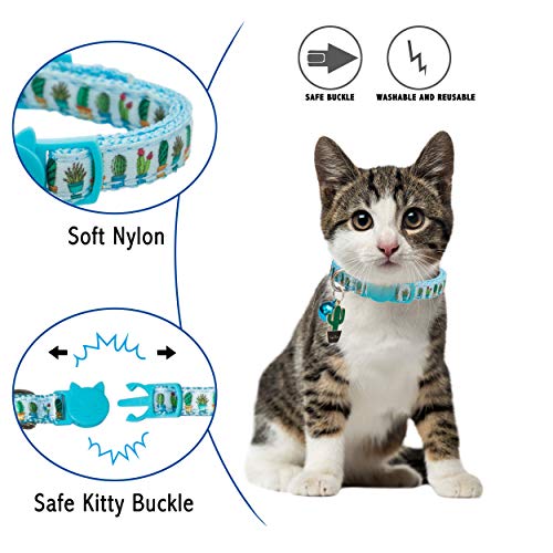 BANMODER Cat Collar Breakaway with Bell,2 Pack Safety Adjustable Cat Collars Set,Candy & Cactus - Image 3