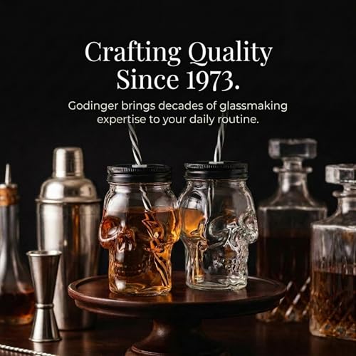 Set de 2 Vasos Godinger Mason Skull 16oz con Tapa y Pajilla miniatura 7