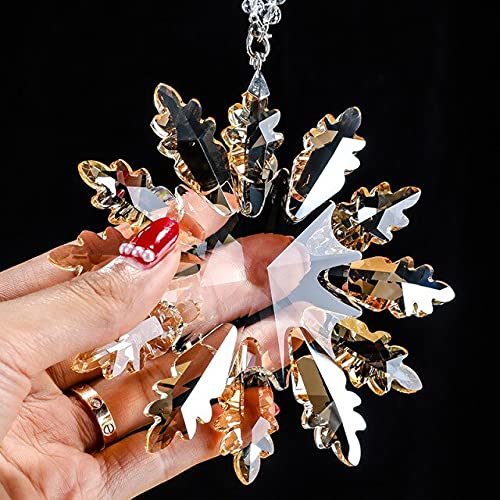 Exquis Cristal Flocons de Neige Voiture Pendentif Ornement Cristal Sun Catcher Flocon de Neige Garniture Suspendue Cadeau de noël Champagne