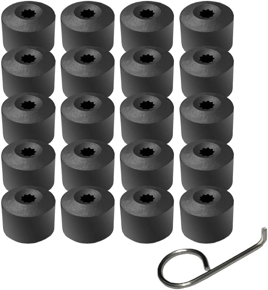 20pcs 17mm Wheel Lug Nut Covers Caps + Removal Tool Replacement for VW Lug Nut Cover Jetta Beetle Passat GTI CC Wheel Bolt 1K0 601 173 (Black)