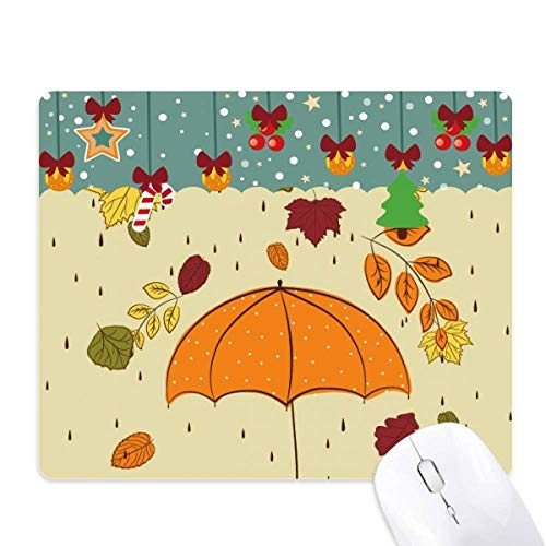 Alfombrilla de goma para ratón de juegos con estampado de hojas y lluvia de Navidad