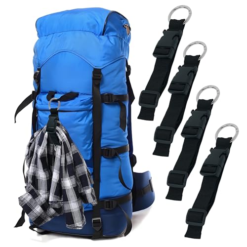4 Pcs Adjustable Luggage Straps – Hands-Free Travel Accessories for Suitcases & Backpacks – Secure Jackets, Bags, Hats – Durable Nylon Belt with Carabiner Clip
