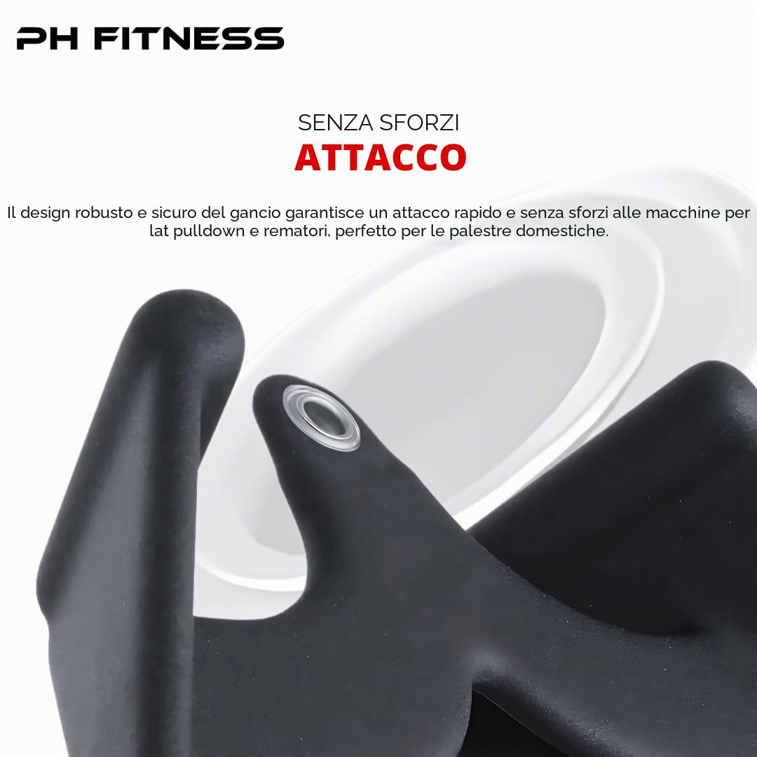 PH Fitness Set Multi Grip [5 Maniglie] – Maniglie Versatili per Lat Pulley e Rematori – Barra Fitness Regolabile con Antiscivolo in Schiuma – Ideale per Home Gym e Allenamento Forza