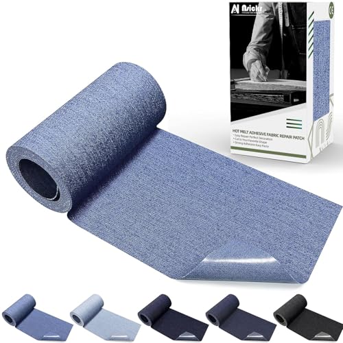 Nsickr - Parches de tela para planchar en interiores y exteriores. Kit de reparación de parches en varios tonos de azul. Para jeans. Juego de reparación para ropa. Adhesivo fuerte. Varias