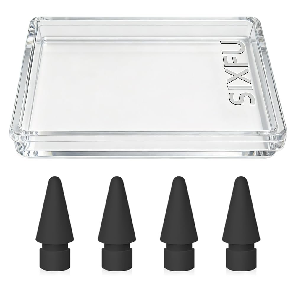 SIXFU 4 PCS Replacement Tips Compatible with Apple Pencil Tip, Durable Tips Compatible with Apple Pencil Pro/USB-C/ 1st/ 2nd Generation, Accessories Compatible with iPad Pencil(Black)