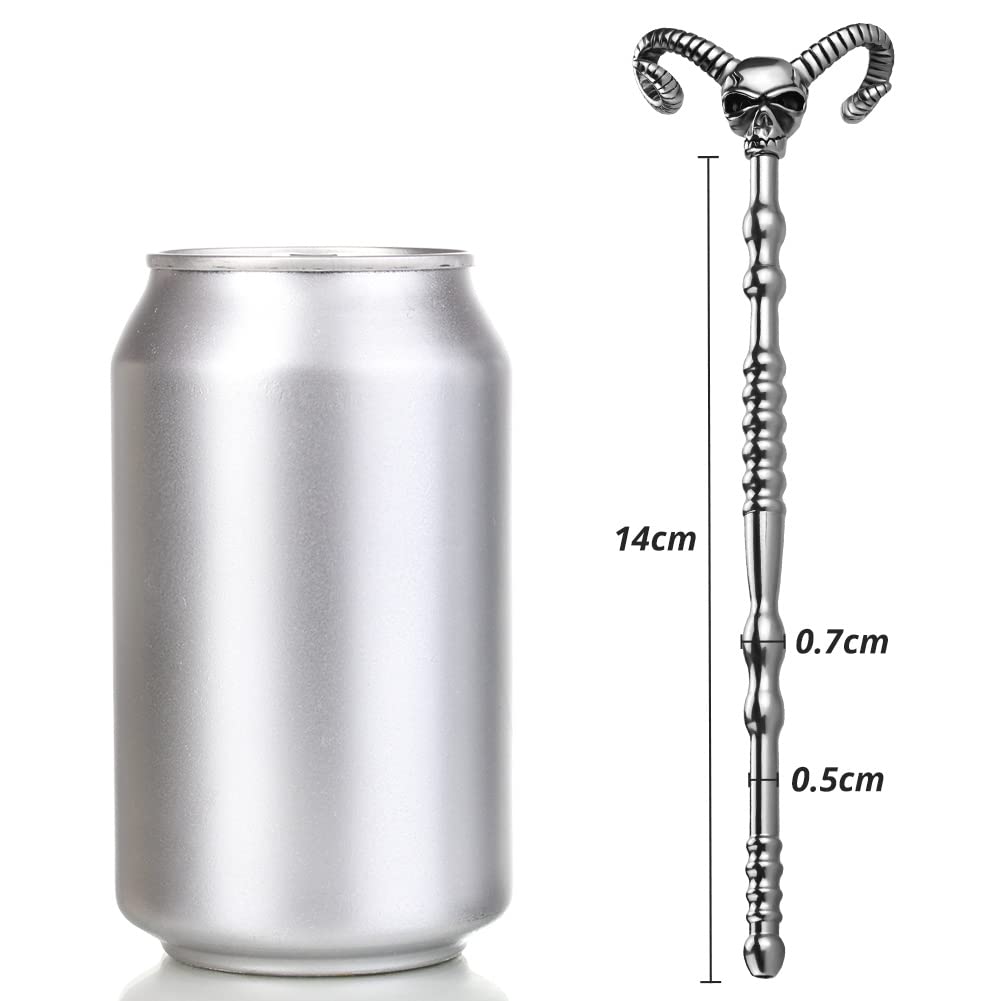 Roluck Dilatatore dell'uretra Sonde dell'uretra cave in acciaio inossidabile Dilatatore dell'uretra con decorazione del teschio e plug per il pene a più perle per la masturbazione maschile