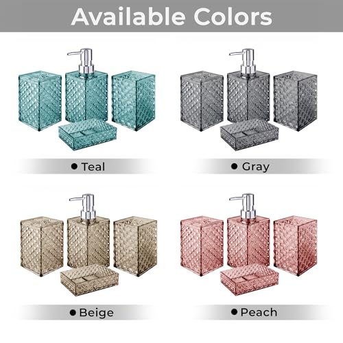 Image of Story@Home 4 Pieces Bathroom Accessories Set - Grey | Toothbrush Holder, Soap Dispenser, Mouth Wash Cup & Soap Dish for Home Kitchen & Bathroom | Bathroom Essentials for Office