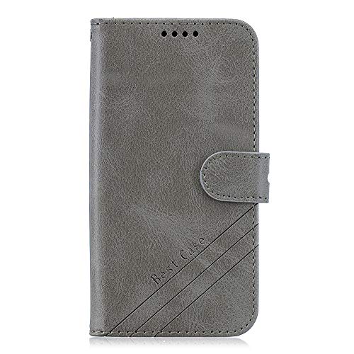 Forhouse Funda para LG K10 2018(American Version), Funda Libro de Cuero Magnética Carcasa [Soporte Plegable] [Ranuras para Tarjetas] para LG K10 2018(American Version) (Gris)