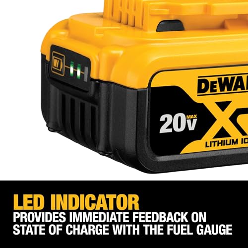 Image of DEWALT 20V MAX Lithium Ion Battery, 2 Ah and 4 Ah, 4-Pack, Fuel Gauge LED Charge Indicators (DCB324-4)
