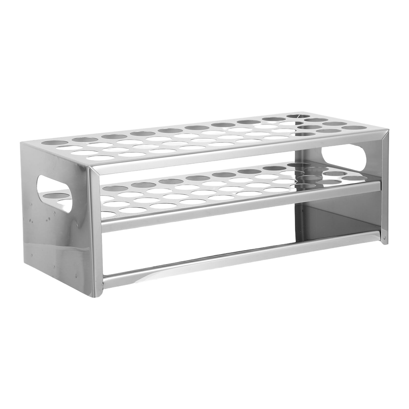 Gradilla para Tubos de Laboratorio Acero Inoxidable 20,5X40 CM Soporte Perforado Organizador para Experimentos Científicos Estante Resistente para Tubos de Ensayo y Muestras