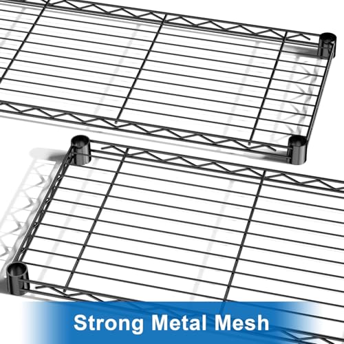 Image of Premium Heavy-Duty 3-Tier Black Metal Wire Storage Rack Shelf Organizer | Adjustable Multipurpose Freestanding Shelving Unit for Home, Office, Kitchen | Size 17 inch D x 27 inch W x 32 inch H Inch