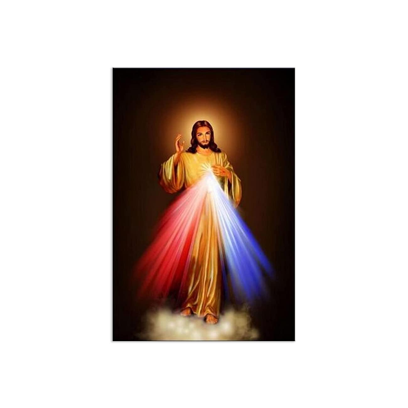 ZHONGYUTONG Stampe su tela di Gesù incorniciate Immagine della Divina Misericordia Cristo dipinto da parete Poster motivazionale del film d'amore (40x60cm)