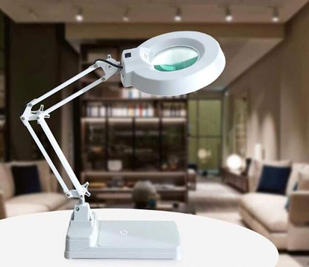 Lenti d'Ingrandimento, Lampada con Lente d'Ingrandimento 10x, Lente illuminata alla Luce del Giorno, Lampada da scrivania con Lente d'Ingrandimento Girevole, Braccio Girevole, Lamp