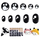 Ecavria [400PCS] Safety Eyes for Amigurumi, 8-16mm Black Crochet Eyes with Washers, Oval &Round Craft Eyes, Kawaii Doll Eyes for Crochet Toys Stuffed Animals